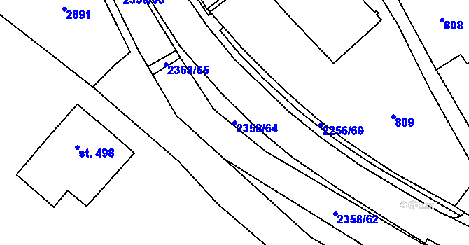 Parcela st. 2358/64 v KÚ Třebařov, Katastrální mapa