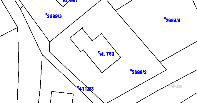 Parcela st. 763 v KÚ Třebařov, Katastrální mapa