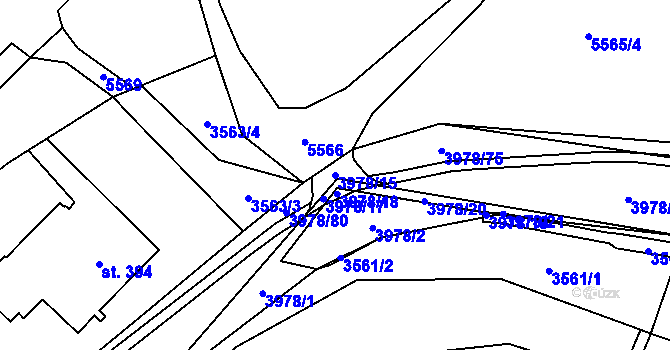 Parcela st. 3978/15 v KÚ Třebařov, Katastrální mapa