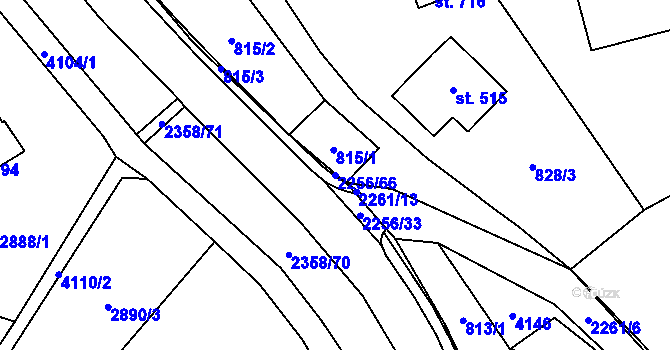 Parcela st. 2256/66 v KÚ Třebařov, Katastrální mapa