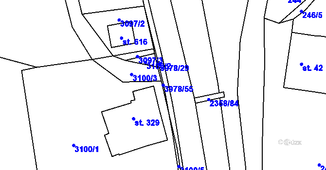 Parcela st. 3978/55 v KÚ Třebařov, Katastrální mapa