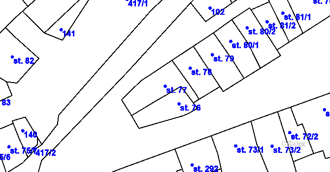 Parcela st. 77 v KÚ Třebčín, Katastrální mapa