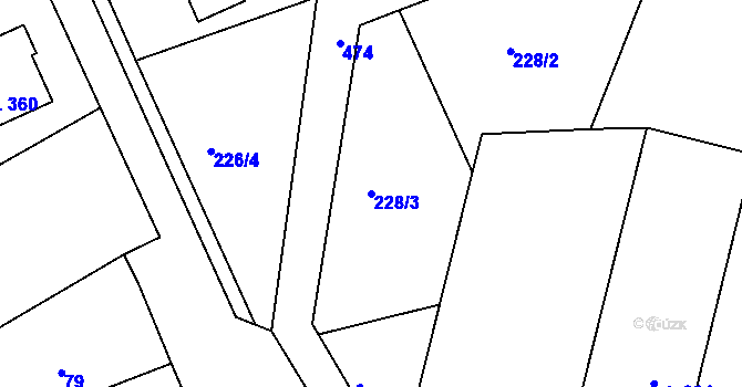 Parcela st. 228/3 v KÚ Třebčín, Katastrální mapa