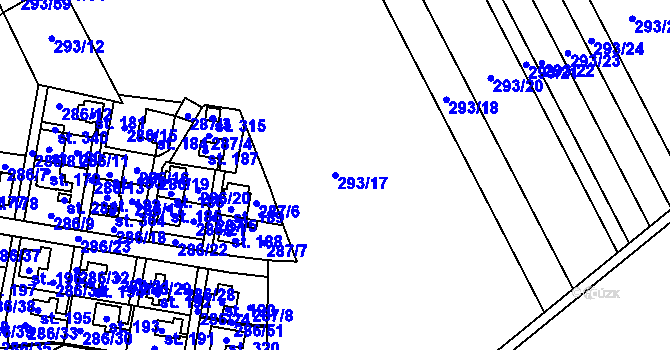 Parcela st. 293/17 v KÚ Třebčín, Katastrální mapa