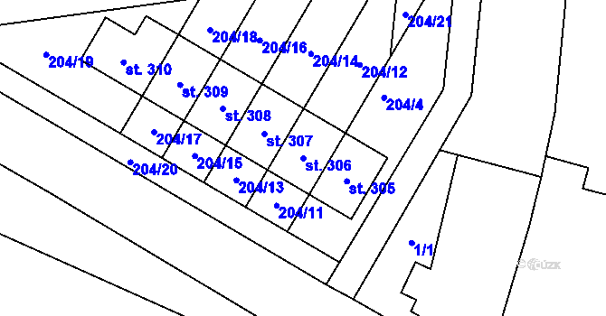 Parcela st. 306 v KÚ Třebčín, Katastrální mapa