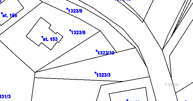 Parcela st. 1323/10 v KÚ Dvorec u Třebče, Katastrální mapa