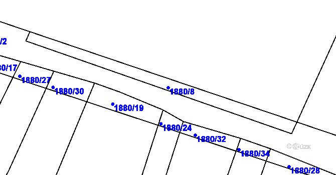 Parcela st. 1880/8 v KÚ Dvorec u Třebče, Katastrální mapa