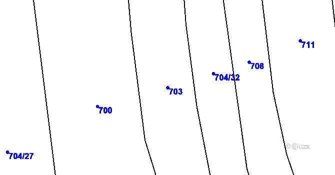 Parcela st. 703 v KÚ Lhotka u Třebče, Katastrální mapa