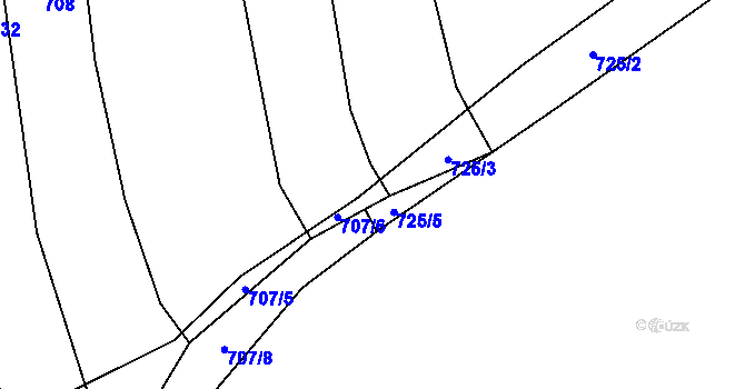 Parcela st. 725/4 v KÚ Lhotka u Třebče, Katastrální mapa