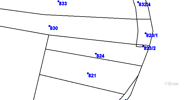 Parcela st. 824 v KÚ Lhotka u Třebče, Katastrální mapa