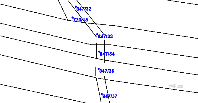 Parcela st. 847/34 v KÚ Lhotka u Třebče, Katastrální mapa