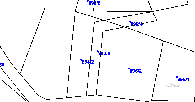 Parcela st. 892/8 v KÚ Lhotka u Třebče, Katastrální mapa