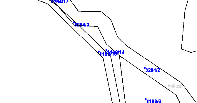 Parcela st. 1188/16 v KÚ Lhotka u Třebče, Katastrální mapa