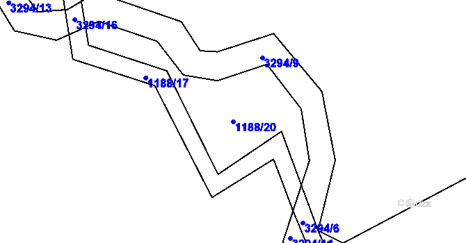 Parcela st. 1188/20 v KÚ Lhotka u Třebče, Katastrální mapa