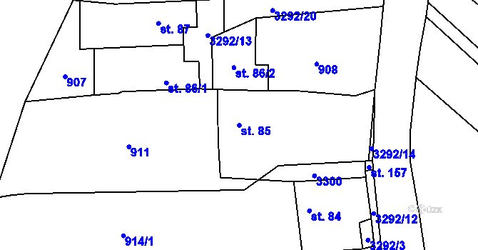 Parcela st. 85 v KÚ Lhotka u Třebče, Katastrální mapa