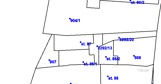 Parcela st. 87 v KÚ Lhotka u Třebče, Katastrální mapa