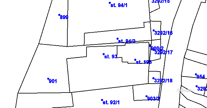 Parcela st. 93 v KÚ Lhotka u Třebče, Katastrální mapa