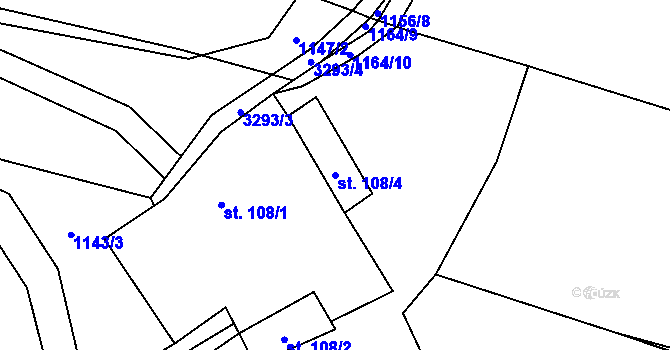 Parcela st. 108/4 v KÚ Lhotka u Třebče, Katastrální mapa