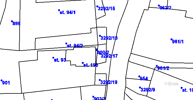 Parcela st. 900/2 v KÚ Lhotka u Třebče, Katastrální mapa
