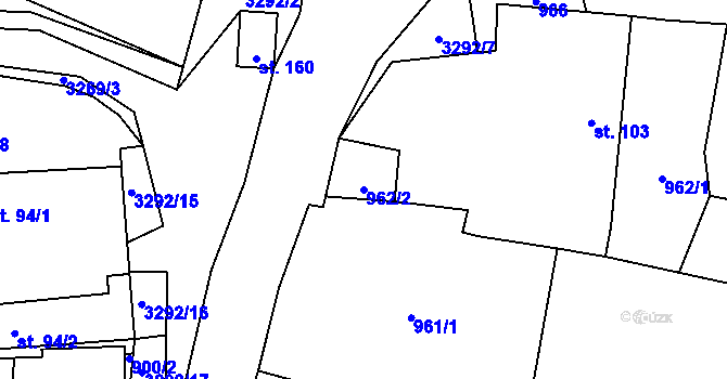 Parcela st. 962/2 v KÚ Lhotka u Třebče, Katastrální mapa