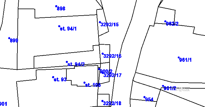 Parcela st. 3292/16 v KÚ Lhotka u Třebče, Katastrální mapa