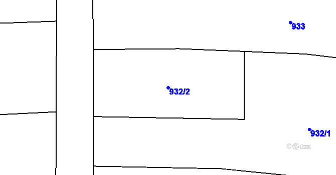 Parcela st. 932/2 v KÚ Lhotka u Třebče, Katastrální mapa