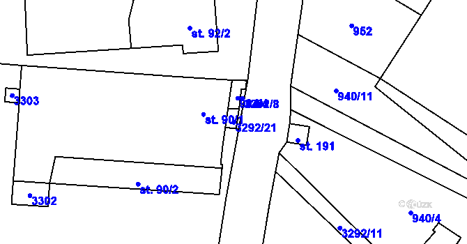 Parcela st. 3292/21 v KÚ Lhotka u Třebče, Katastrální mapa