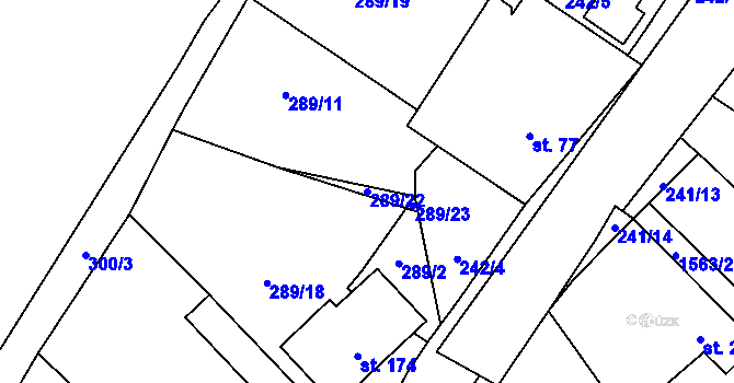 Parcela st. 289/22 v KÚ Třebeč, Katastrální mapa