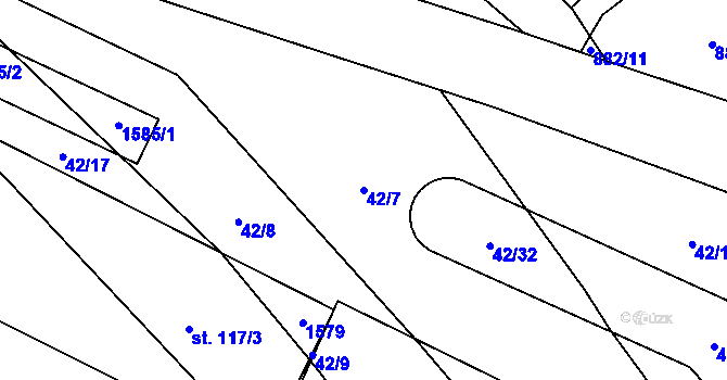 Parcela st. 42/7 v KÚ Třebeč, Katastrální mapa