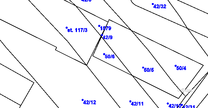 Parcela st. 50/6 v KÚ Třebeč, Katastrální mapa