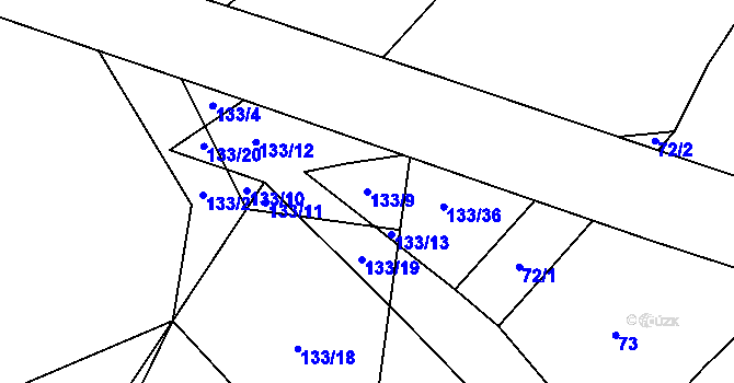 Parcela st. 133/9 v KÚ Třebeč, Katastrální mapa