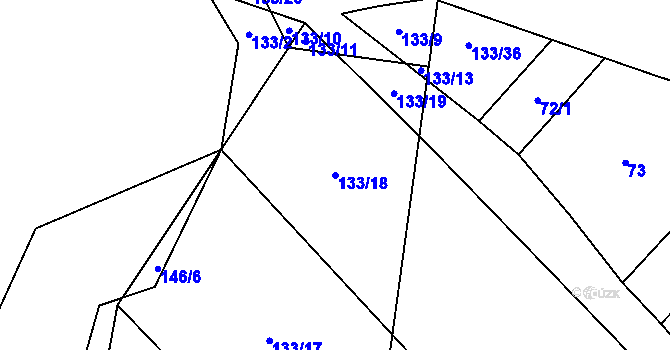 Parcela st. 133/18 v KÚ Třebeč, Katastrální mapa