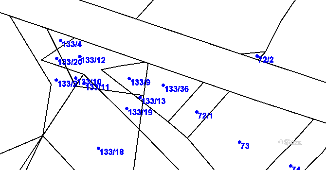 Parcela st. 133/36 v KÚ Třebeč, Katastrální mapa