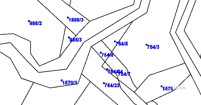 Parcela st. 754/8 v KÚ Třebeč, Katastrální mapa