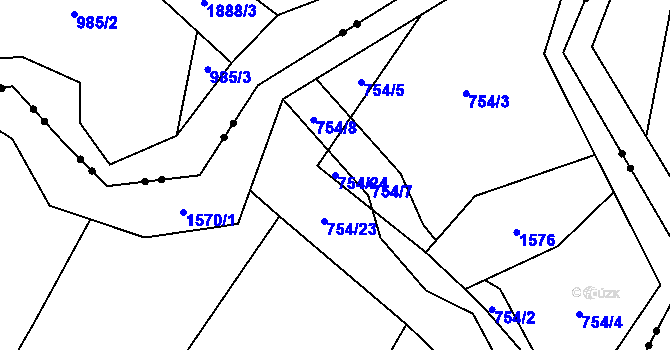 Parcela st. 754/24 v KÚ Třebeč, Katastrální mapa