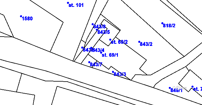 Parcela st. 69/1 v KÚ Třebeč, Katastrální mapa