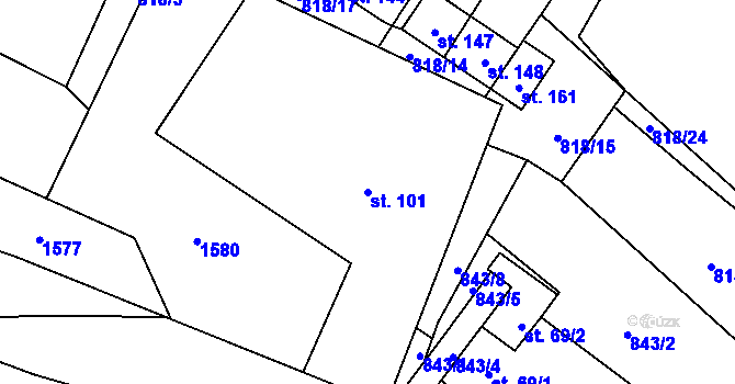 Parcela st. 101 v KÚ Třebeč, Katastrální mapa