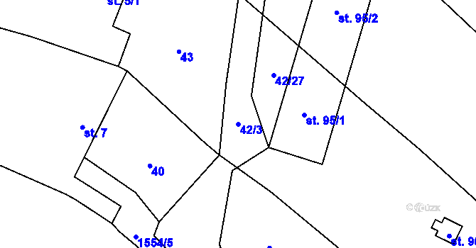 Parcela st. 42/3 v KÚ Třebeč, Katastrální mapa