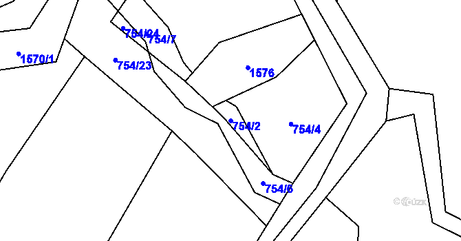 Parcela st. 754/2 v KÚ Třebeč, Katastrální mapa