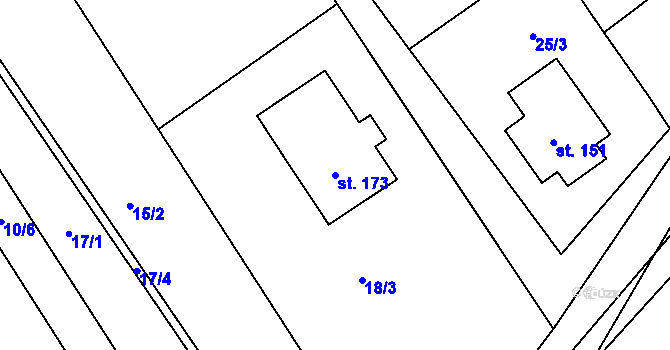 Parcela st. 173 v KÚ Třebeč, Katastrální mapa