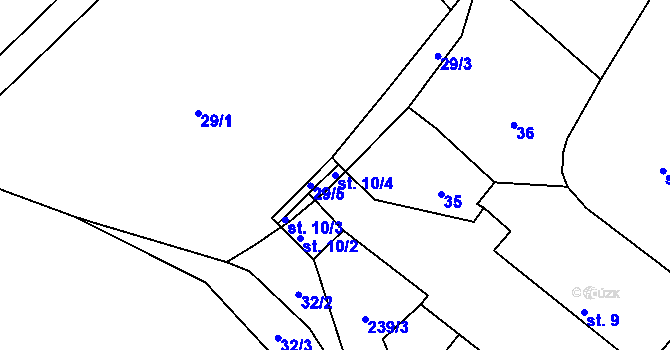 Parcela st. 10/4 v KÚ Krňovice, Katastrální mapa