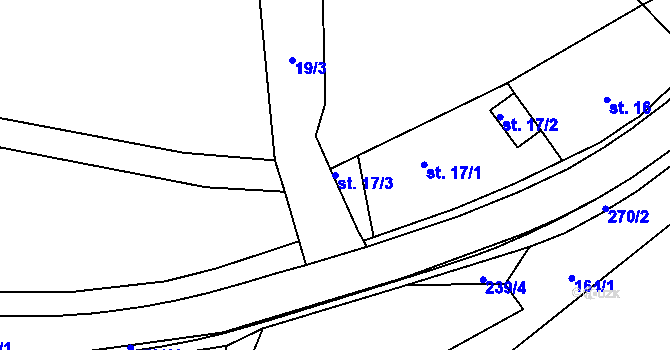 Parcela st. 17/3 v KÚ Krňovice, Katastrální mapa