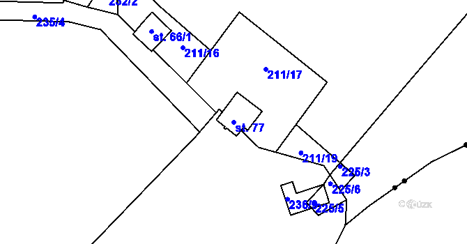 Parcela st. 77 v KÚ Krňovice, Katastrální mapa
