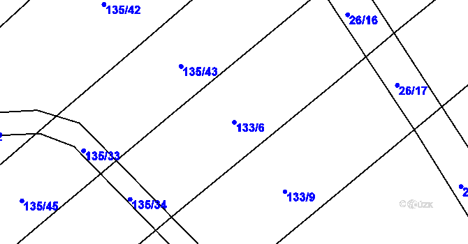 Parcela st. 133/6 v KÚ Krňovice, Katastrální mapa
