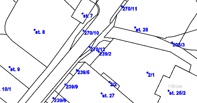 Parcela st. 239/2 v KÚ Krňovice, Katastrální mapa