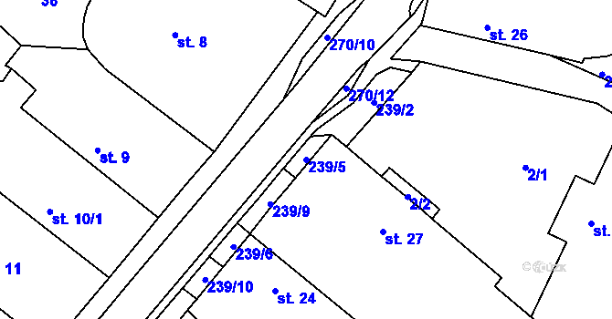 Parcela st. 239/5 v KÚ Krňovice, Katastrální mapa