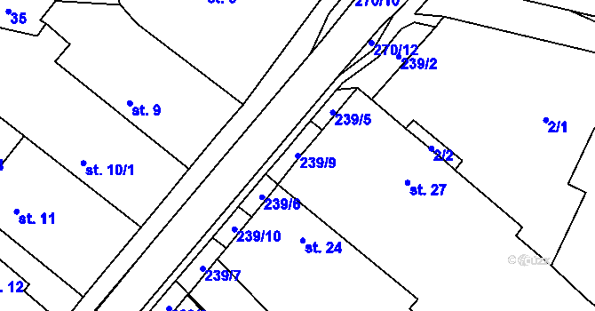 Parcela st. 239/9 v KÚ Krňovice, Katastrální mapa