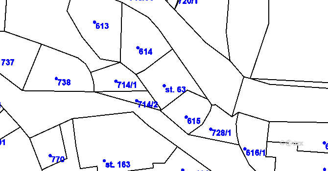 Parcela st. 63 v KÚ Polánky nad Dědinou, Katastrální mapa