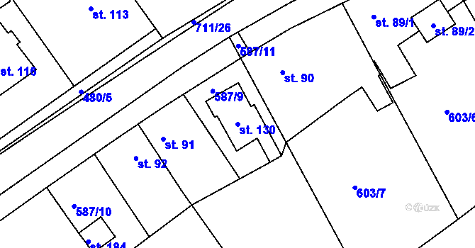 Parcela st. 130 v KÚ Polánky nad Dědinou, Katastrální mapa