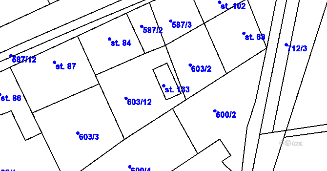Parcela st. 133 v KÚ Polánky nad Dědinou, Katastrální mapa